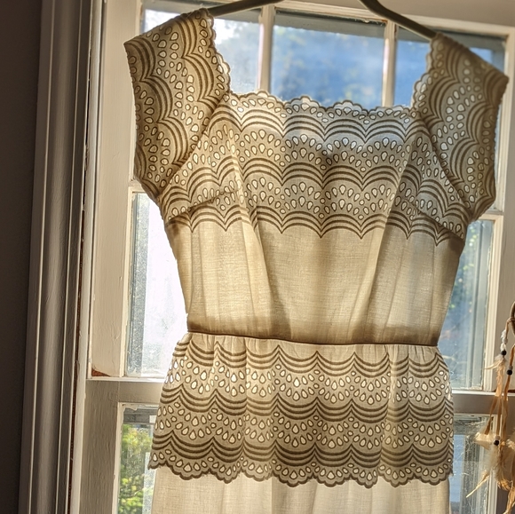 Women's 1950's Vintage white cotton lined lace dress xs/s EUC - Picture 16 of 16